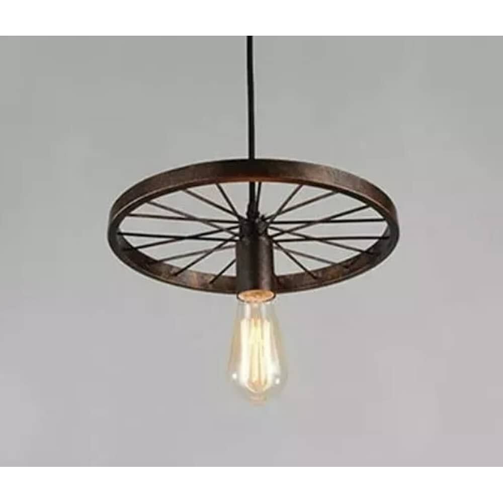 Lampara Colgante Rueda / Candelabro De Hierro + Ampolletas image number 0.0