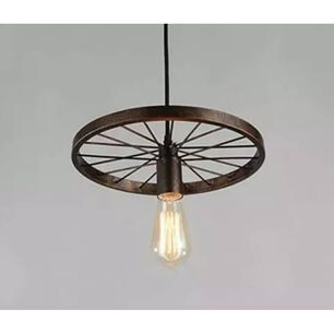 Lampara Colgante Rueda / Candelabro De Hierro + Ampolletas