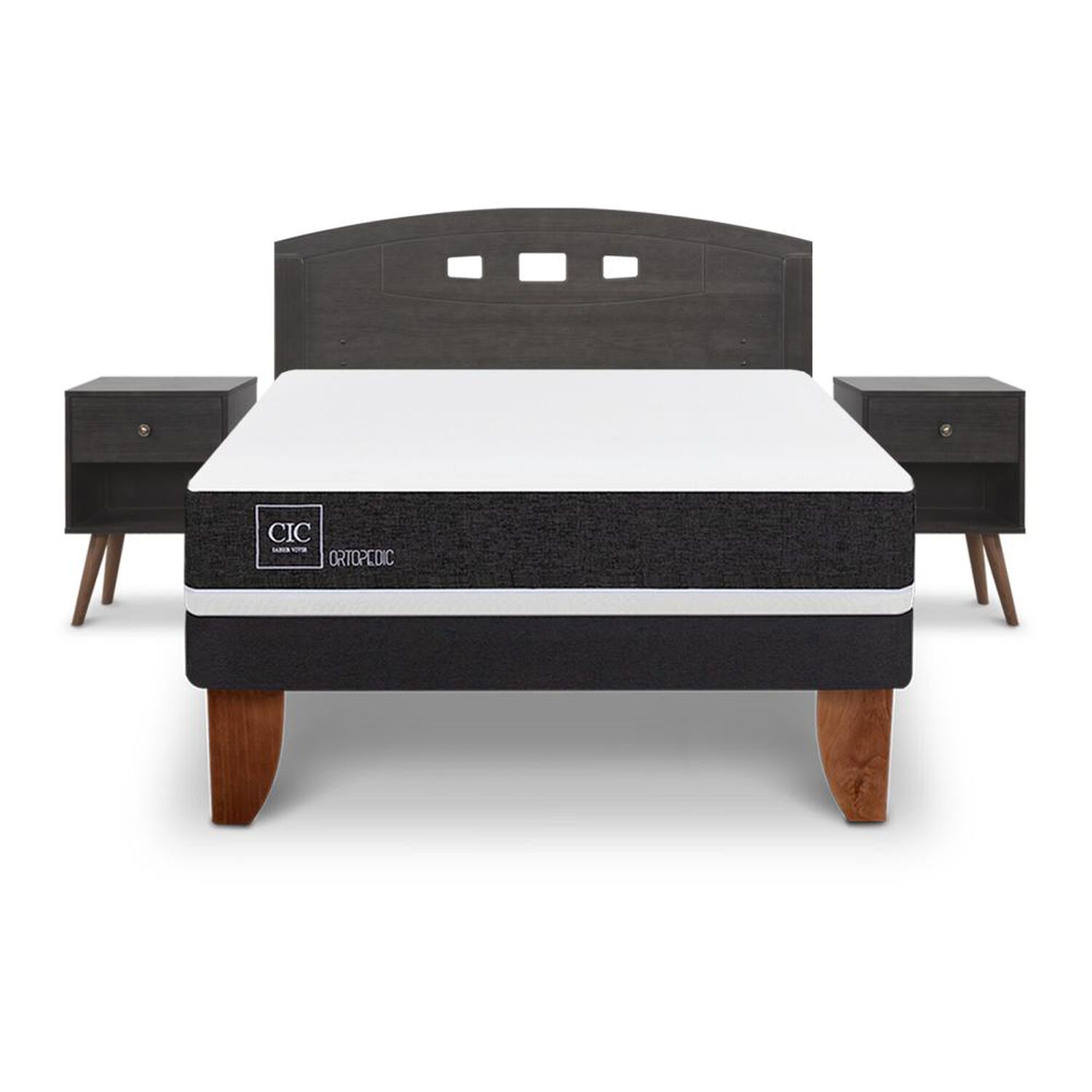 Cama Europea Cic Ortopedic / 2 Plazas / Base Normal + Set De Maderas image number 0.0