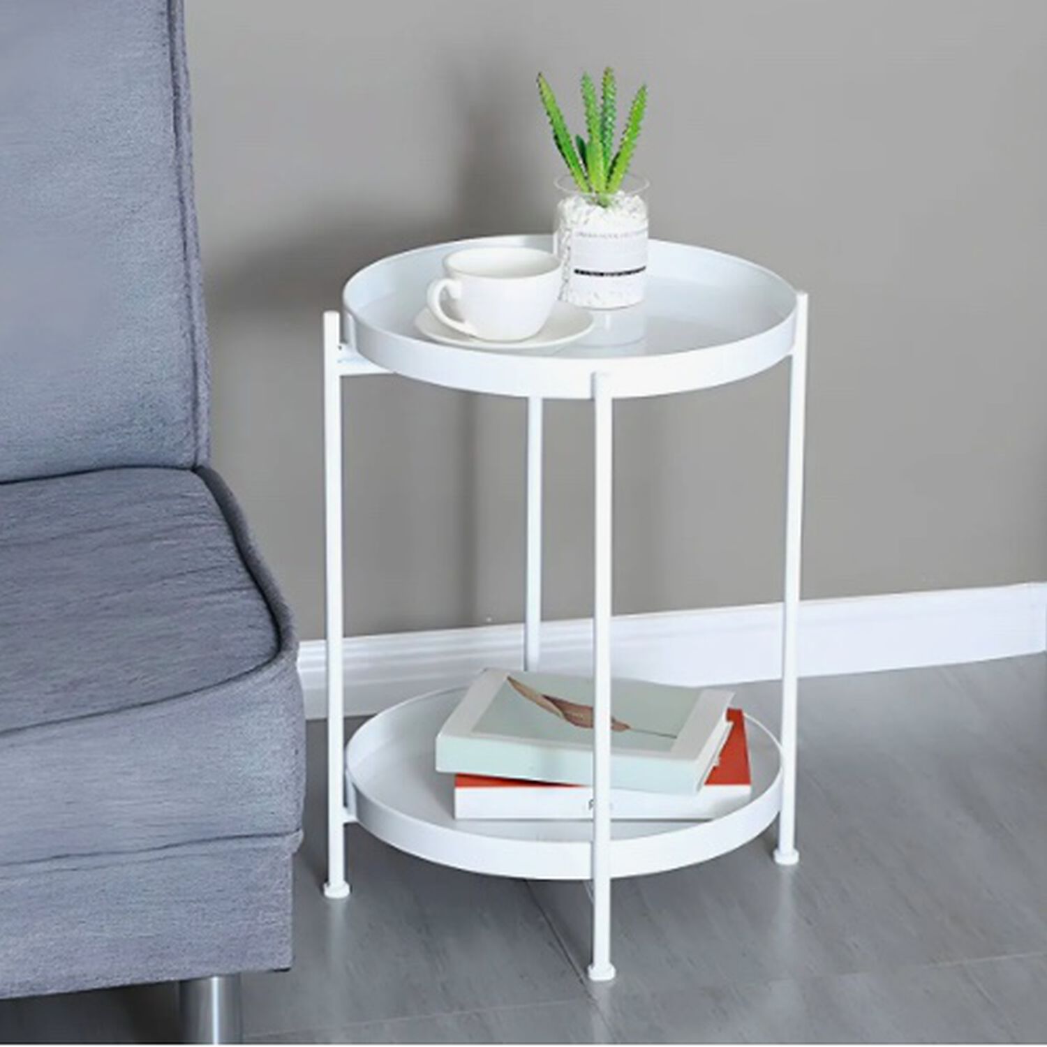 Mesa Lateral Auxiliar 2 Niveles Blanco image number 2.0
