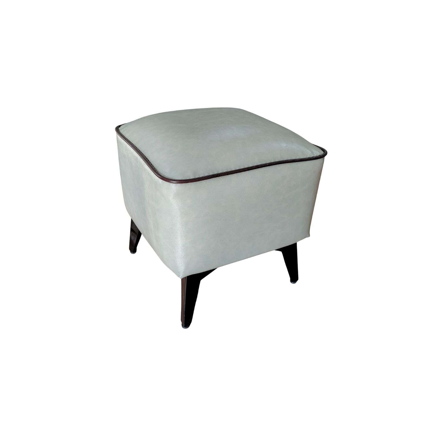 Taburete Reposapi&eacute;s Otomano Cuadrado Eco Cuero Gris image number 2.0