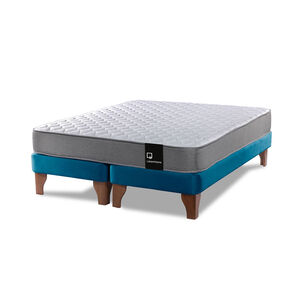 Cama Europea Zen Best Tela Velvet Azul 2 Plazas