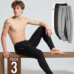 Pack 3 Calzoncillos Largos Algod&oacute;n Calza Invierno Primera Capa Juvenil