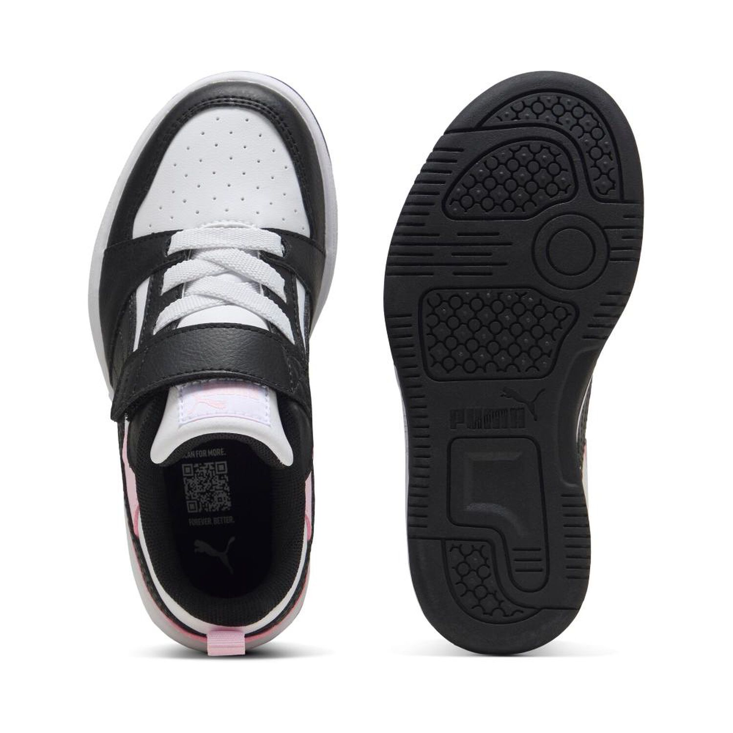 Zapatilla Running Ni&ntilde;a Puma Rebound V6 Lo Ac+ Ps Puma White-puma Black-pearl Pink image number 5.0