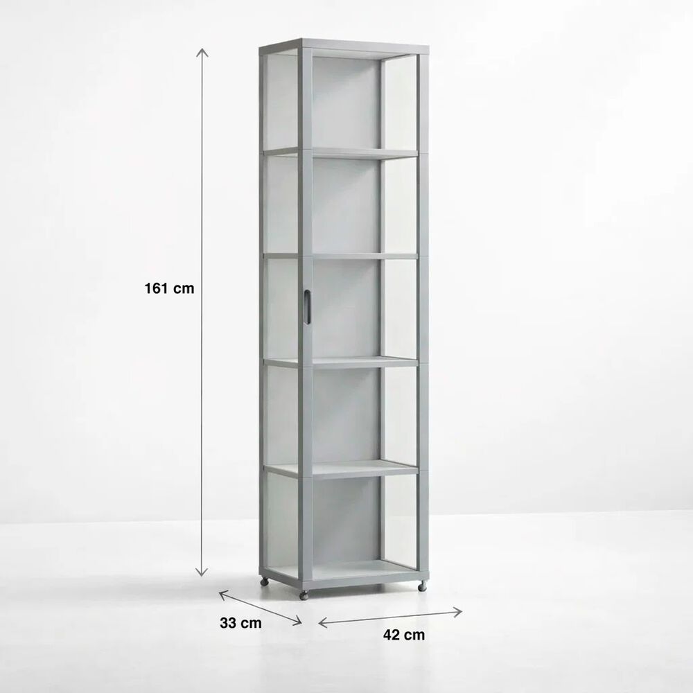 Vitrina Bambooline Estrecha Con Puertas Acr&iacute;licas 5 Niveles 42x33x161 image number 3.0