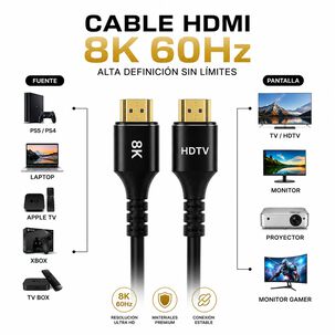 Cable Adaptador Multimedia Hdmi 8k 60hz Ultra Hd2.1 Alta Velocidad 5 Metros