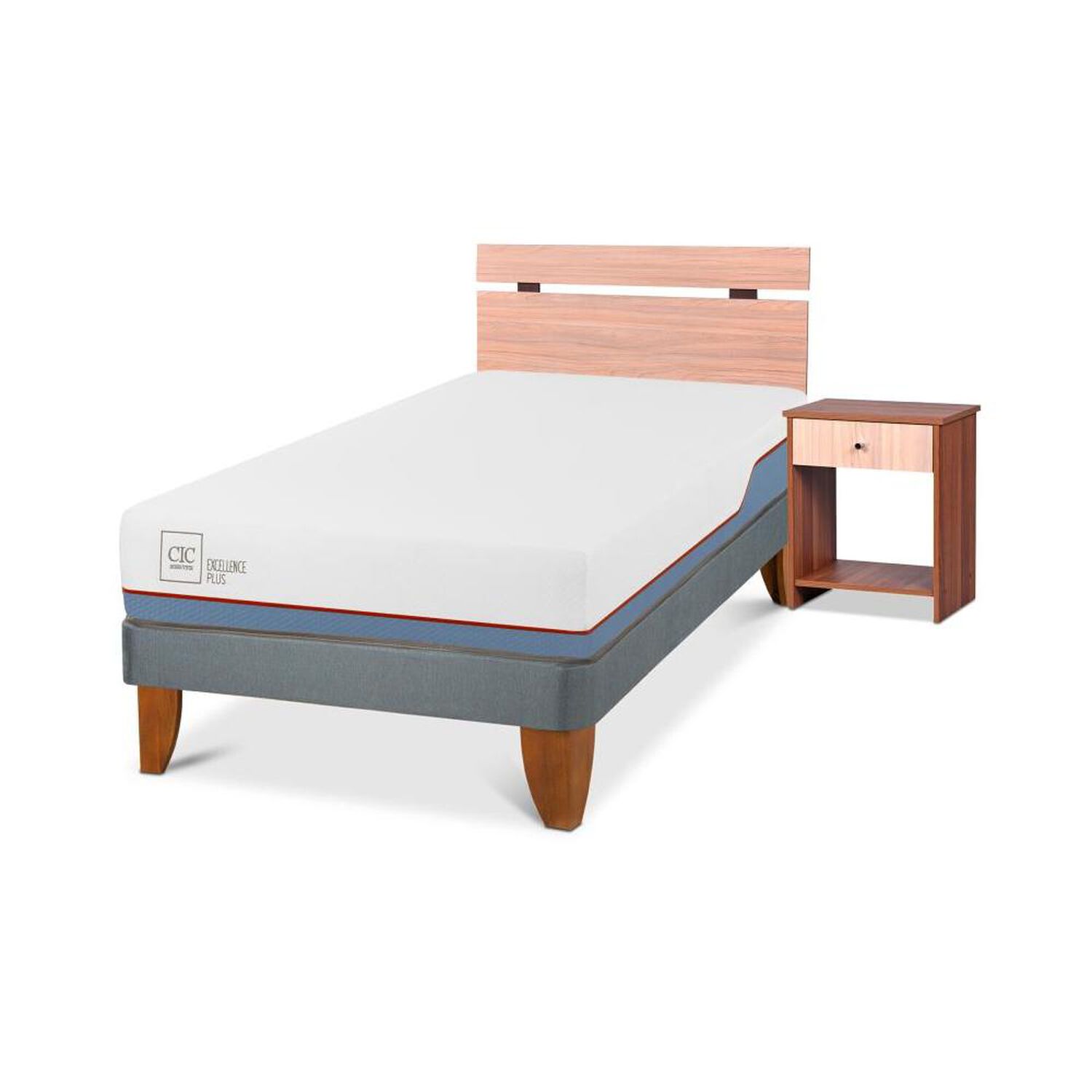 Cama Europea Cic Excellence Plus / 1.5 Plazas / Base Normal + Set De Maderas image number 1.0