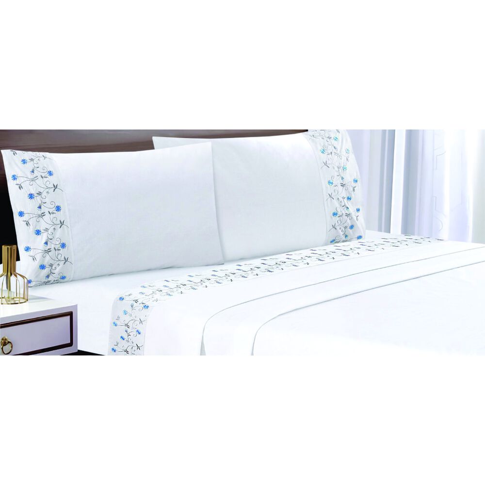 S&aacute;bana Andes 144 Hilos Bordado Celeste 1.5 Pl image number 0.0