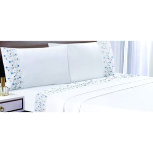 S&aacute;bana Andes 144 Hilos Bordado Celeste 1.5 Pl