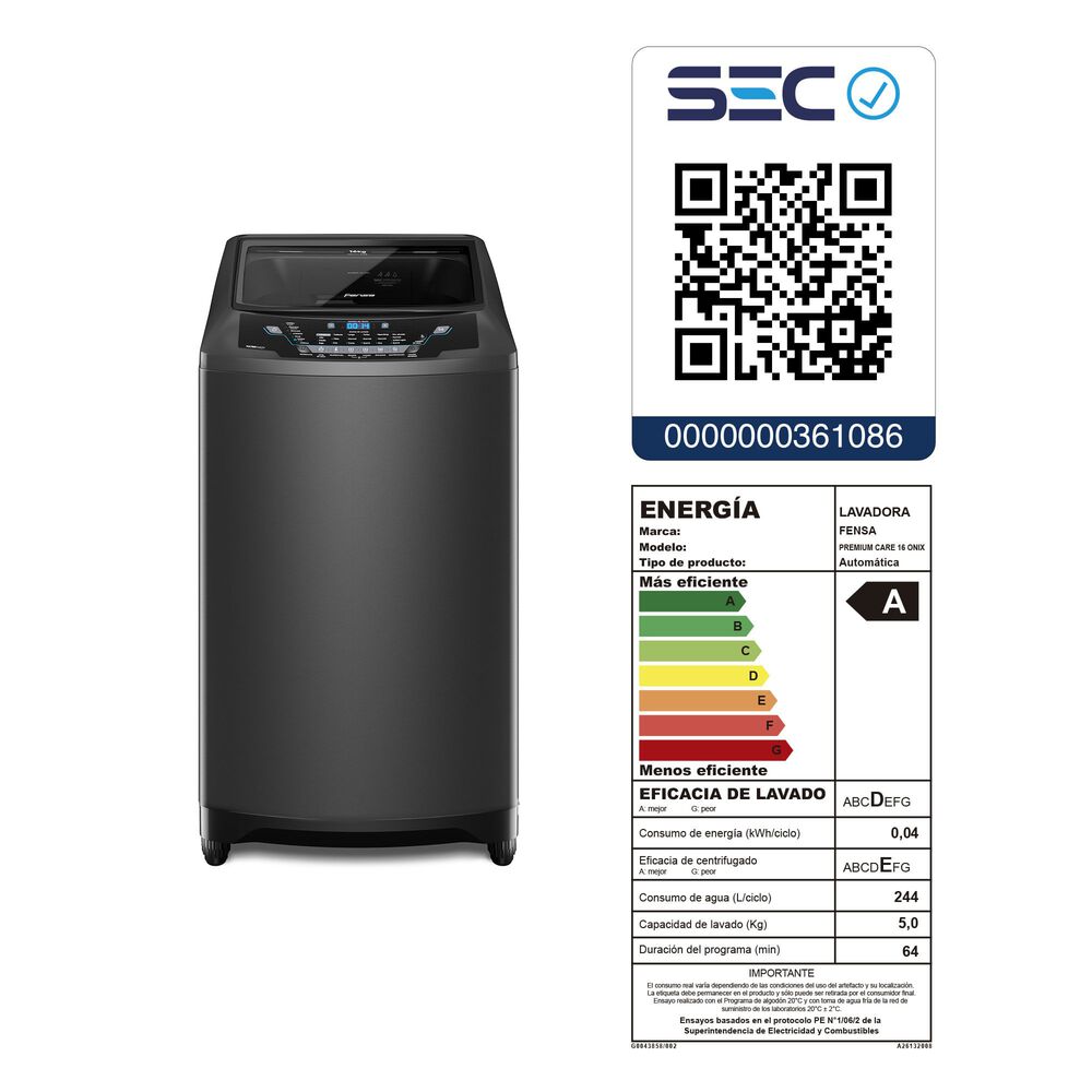 Lavadora Autom&aacute;tica 16kg Carga Superior Premium Care 16 Onix image number 15.0