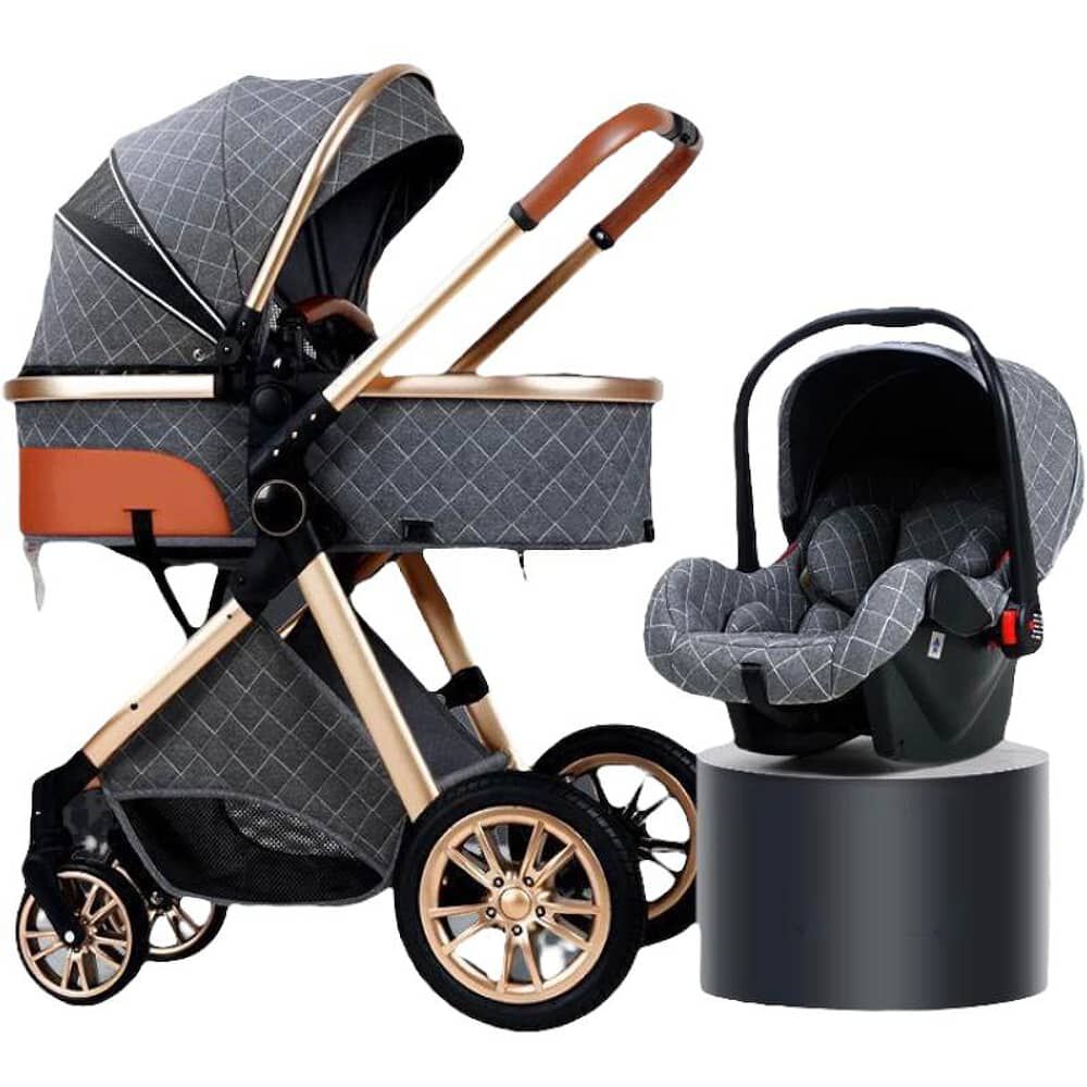 Coche Deluxe Con Silla Nido Y Accesorios Gris Lubabycas image number 0.0