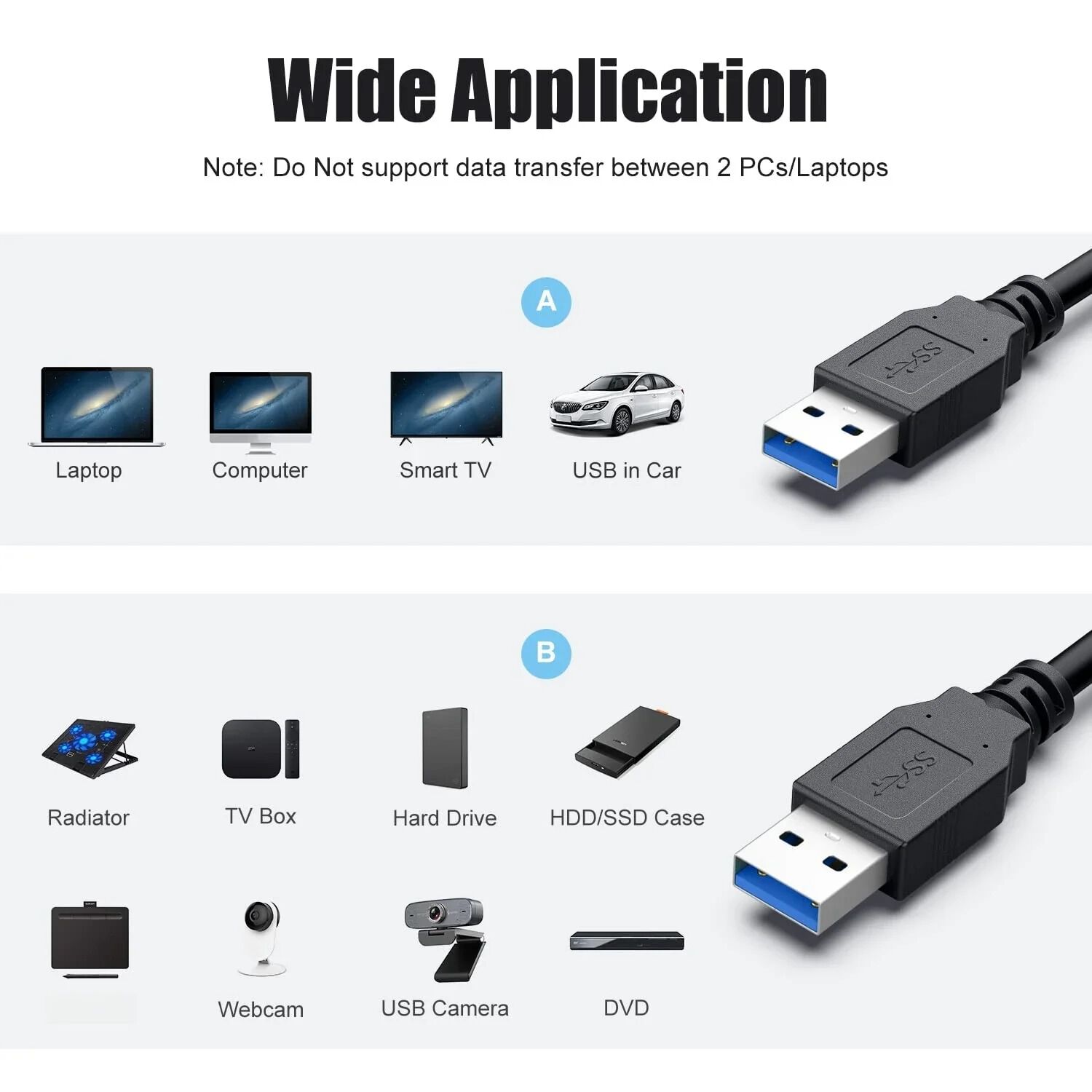 Cable Usb A Usb 3.0 Gb Datos Usb Macho A Usb Macho Resistente Abs Para Impresoras Notebook image number 5.0