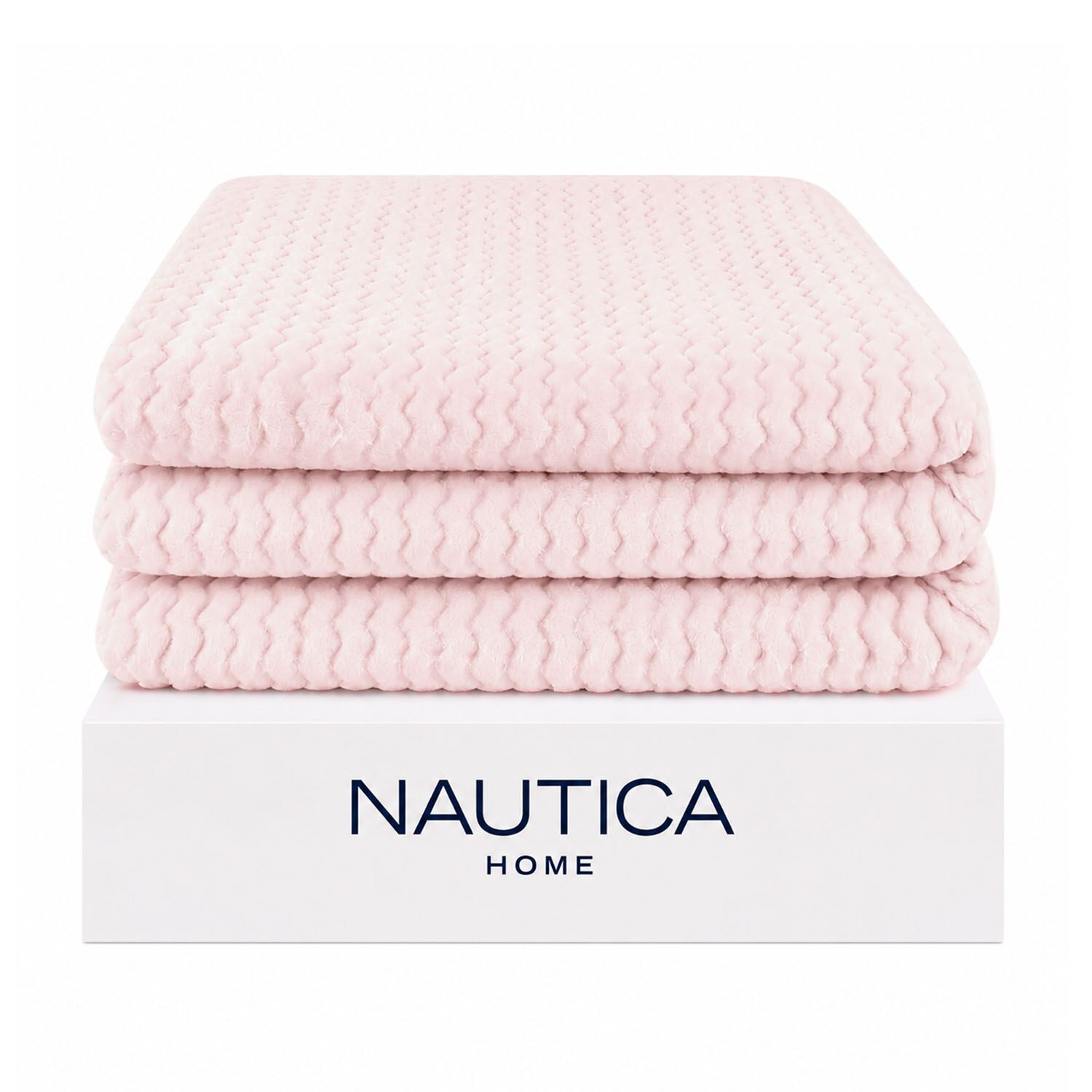 Pack 2 Mantas De Cama Nautica Home Jacquard Franela Suave 127x178cm Rosado image number 1.0