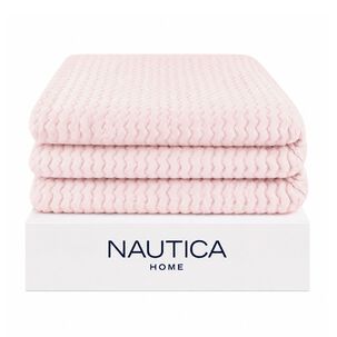 Pack 2 Mantas De Cama Nautica Home Jacquard Franela Suave 127x178cm Rosado