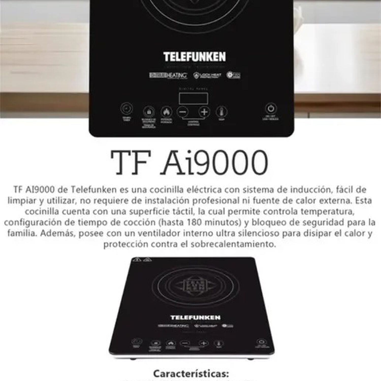 Cocinilla Encimera De Induccion Digital Marca Telefunken 1 Quemador Color Negro 2100w image number 4.0