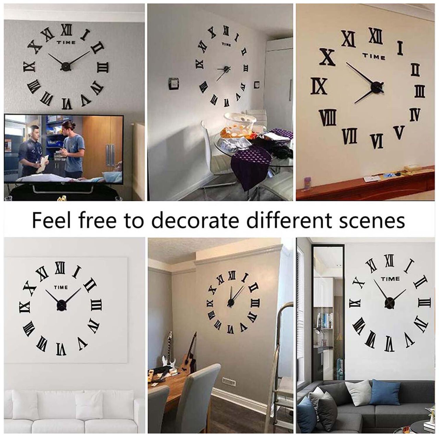 Reloj De Pared Con Pegatinas De Espejo Acr&iacute;lico Negro05 image number 2.0