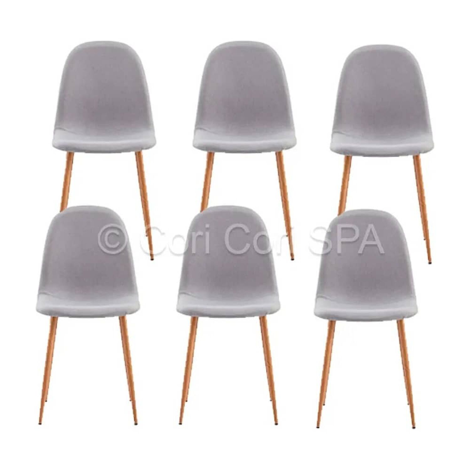Pack 6 Sillas Scoop Lino Wood Gris image number 0.0