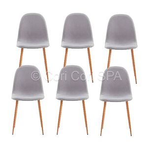 Pack 6 Sillas Scoop Lino Wood Gris