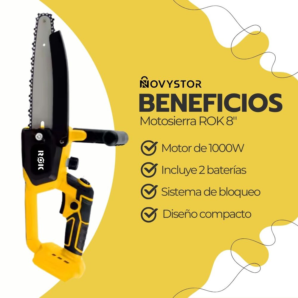 Motosierra Inalámbrica Rok 8" 21v + 2 Baterías Y Cadena image number 3.0