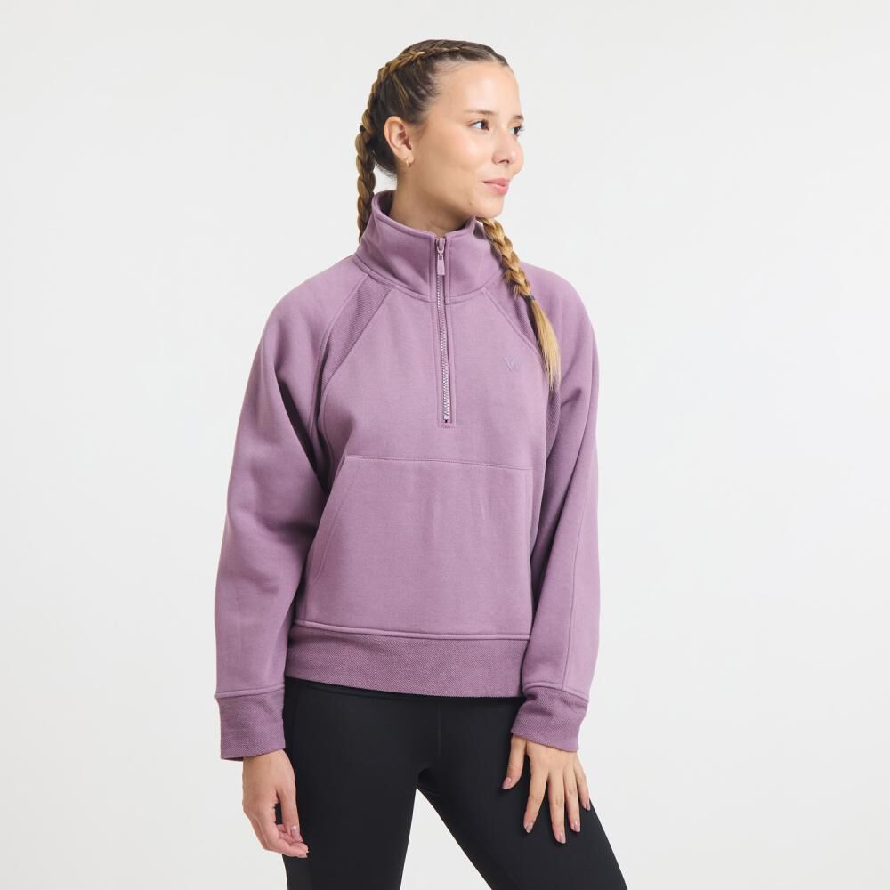 Polerón Deportivo Liso Regular Cuello Alto Mujer Wetland image number 2.0