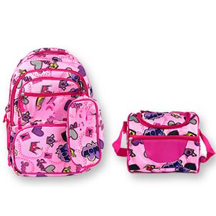 Pack Mochila Lonchera Estuche 45cm Juvenil Escolar Soft Pink