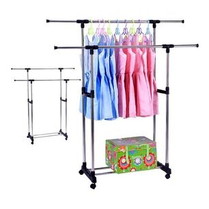 Perchero Met&aacute;lico Doble Barra Pack X2 Para Ropa