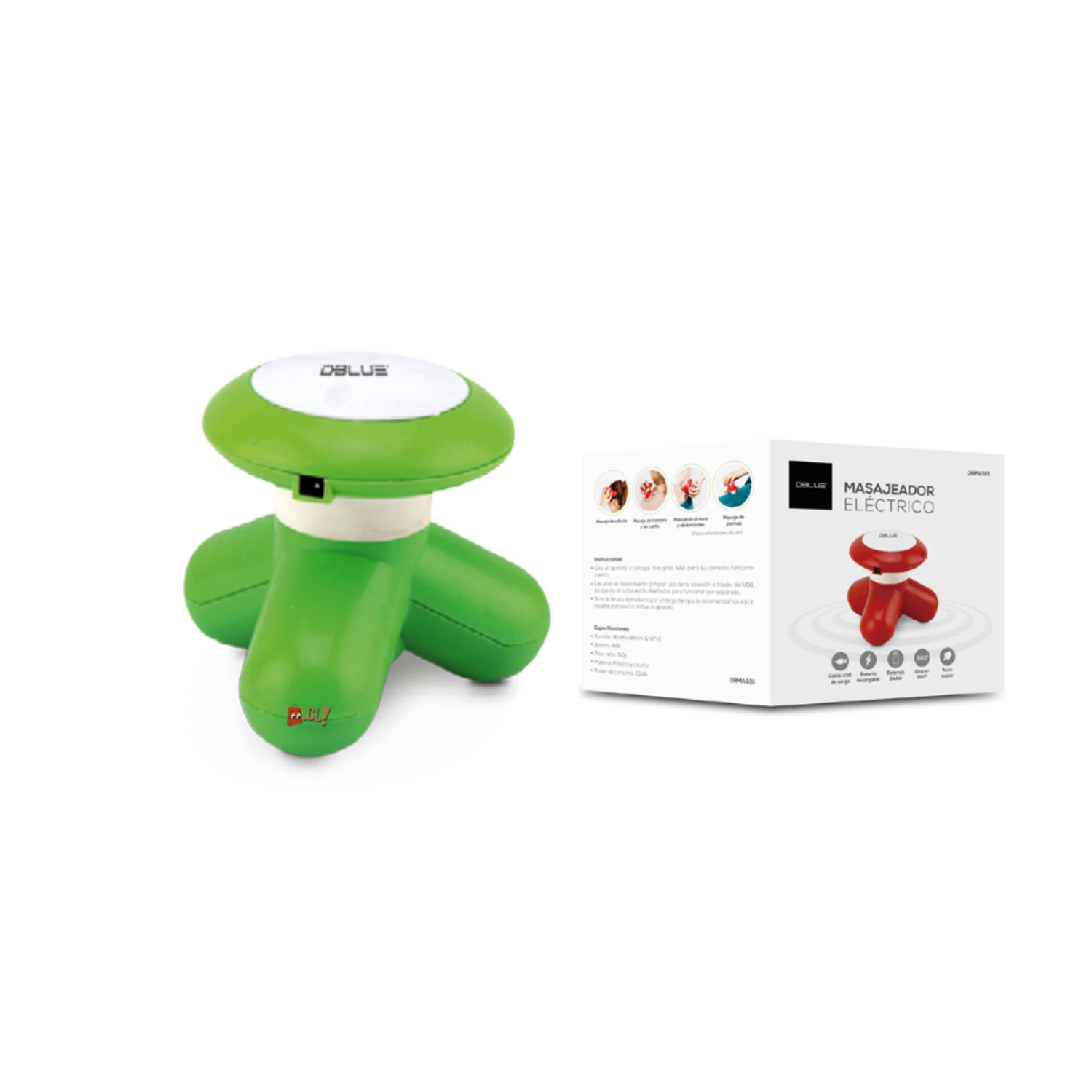 Masajeador Port&aacute;til A Pilas O Conexi&oacute;n Usb Color Verde - Ps image number 2.0