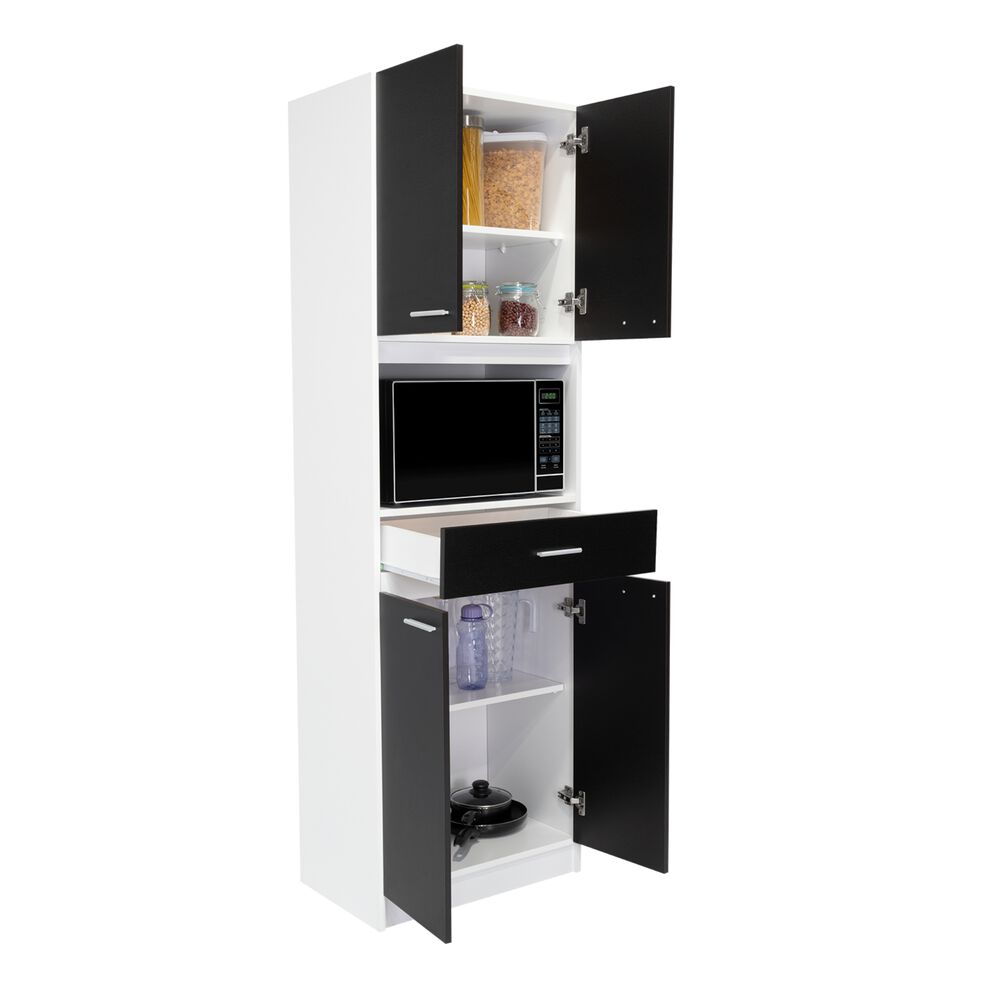 Mueble Microondas 4 Puertas 1 Cajon Fm-014b Negro Y Blanco image number 1.0