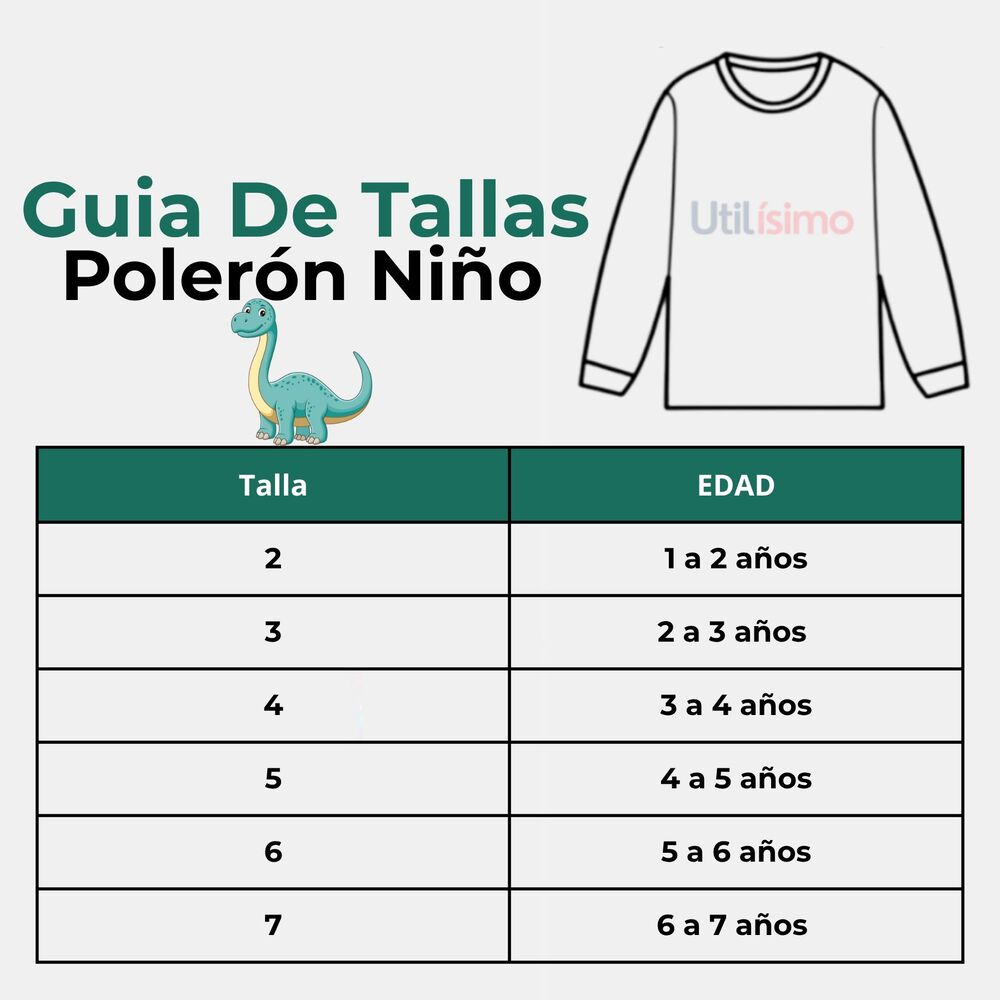 Polerón Niño Manga Larga 100% Algodón Blanco Dinosaurios image number 2.0