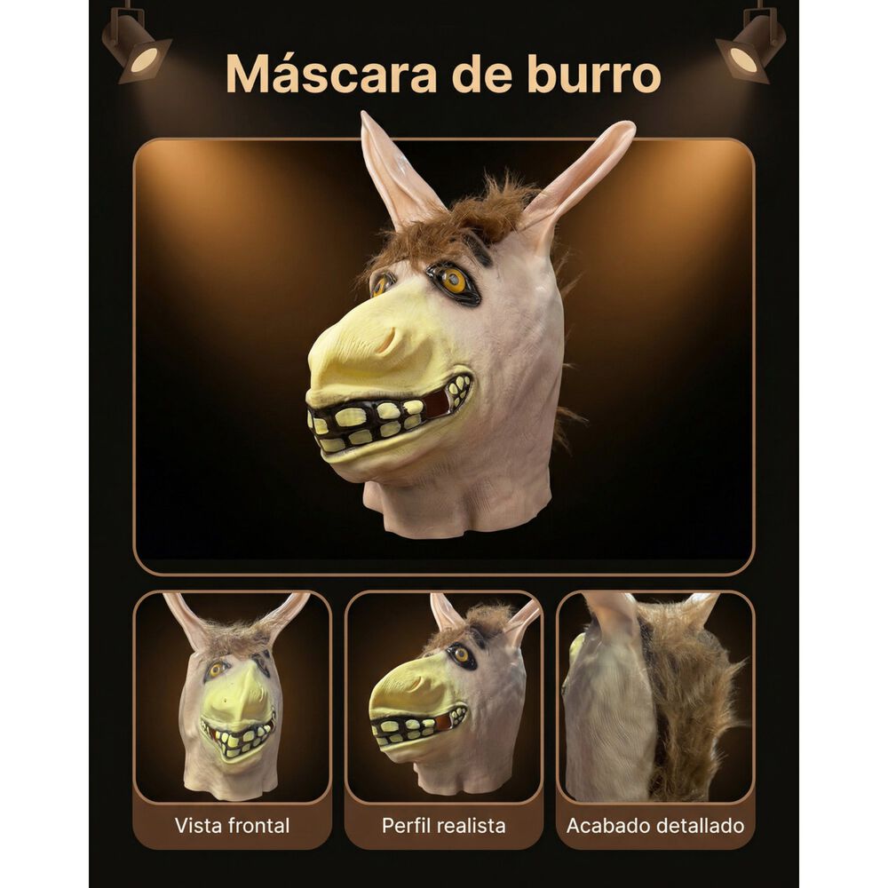 M&aacute;scara Burro Estilo Shrek Cabeza Completa Para Cosplay image number 3.0