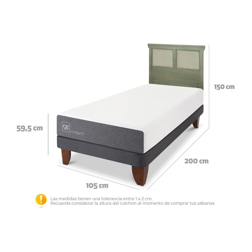 Cama Europea Cic Smart / 1.5 Plazas / Base Normal + Respaldo image number 5.0