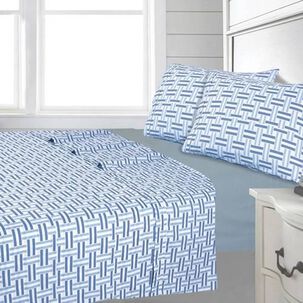 Sabana Andes 144 Hilos Estampada Geometrico Azul 1 Plaza