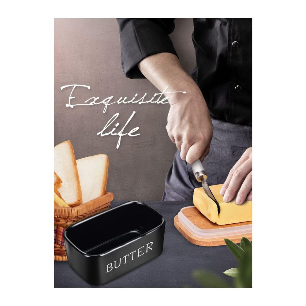 Recipiente De Cer&aacute;mica Para Mantequilla Con Tapa Y Cuchillo 400ml image number 3.0