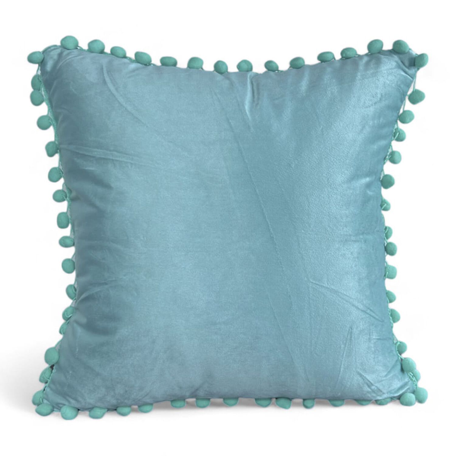 Funda De Terciopelo Con Pompones Medida 45cm X 45cm Cierre Oculto Ftp-13 image number 0.0