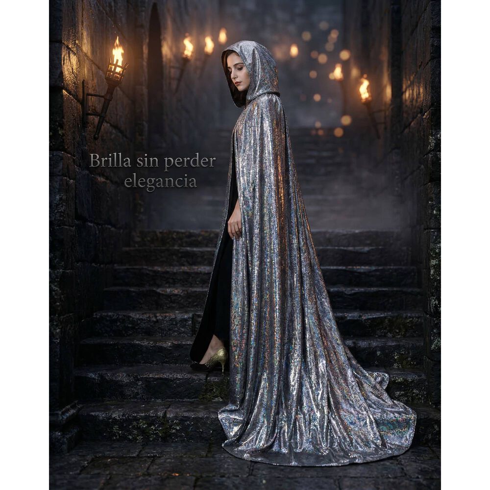 Capa Glitter Brillante Con Capucha Para Cosplay Y Disfraz image number 28.0