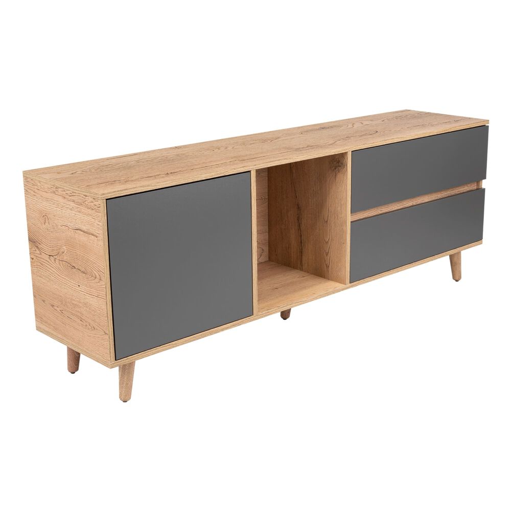 Mesa Para Tv 65" 58,4x158,4x38 Cm Café Claro Y Gris image number 0.0