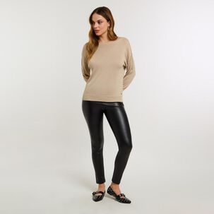 Sweater Lurex Manga Larga Cuello Redondo Mujer Kimera