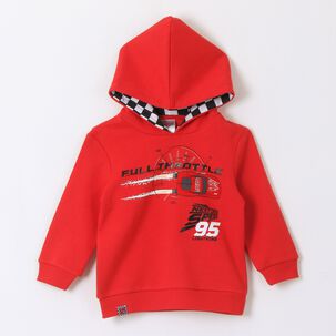 Poler&oacute;n Ni&ntilde;o Hoodie Back Print Rayo Mcqueen Cars Rojo Disney