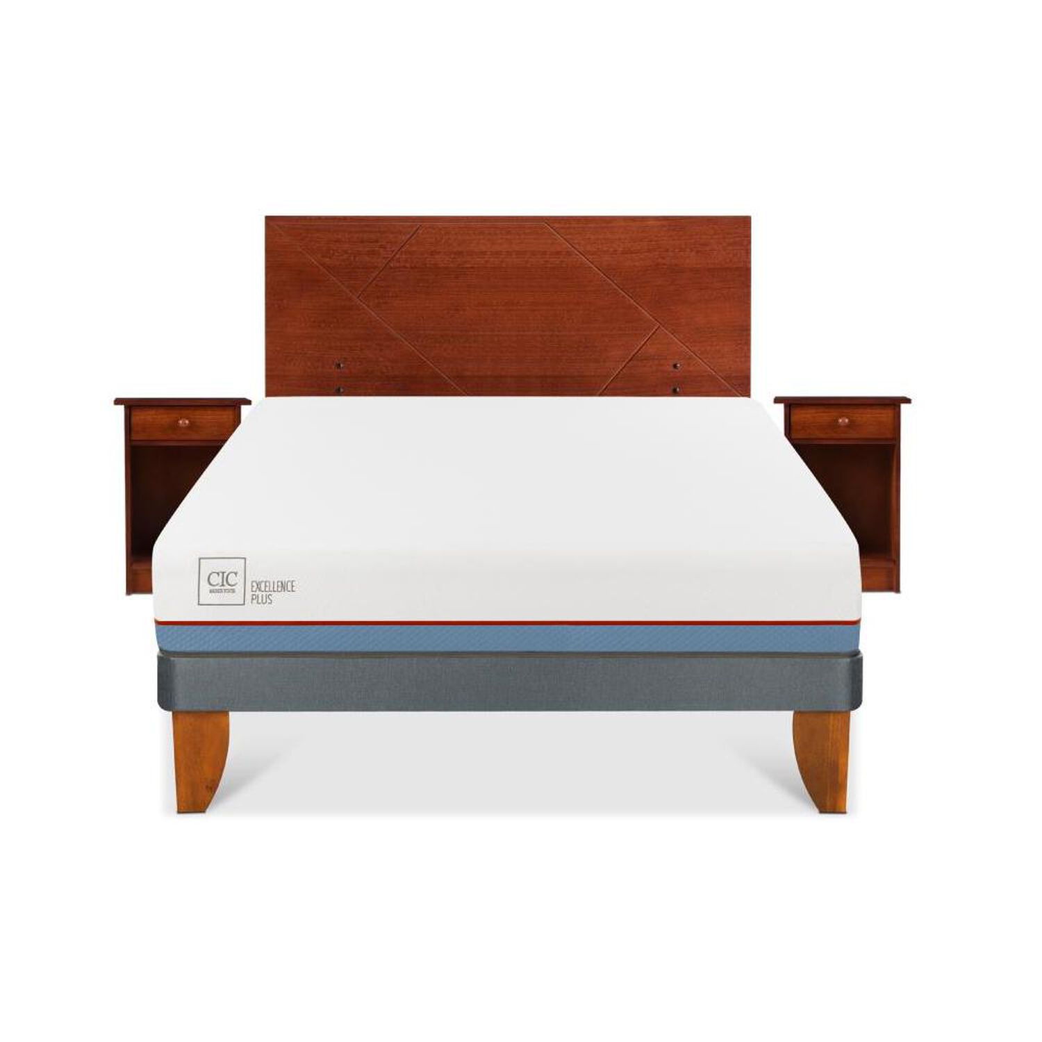 Cama Europea Cic Excellence Plus / 2 Plazas / Base Normal + Set De Maderas image number 0.0