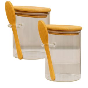 Set 2 Frasco Contenedor Hermetico 550ml 12cm Redondo Cuchara