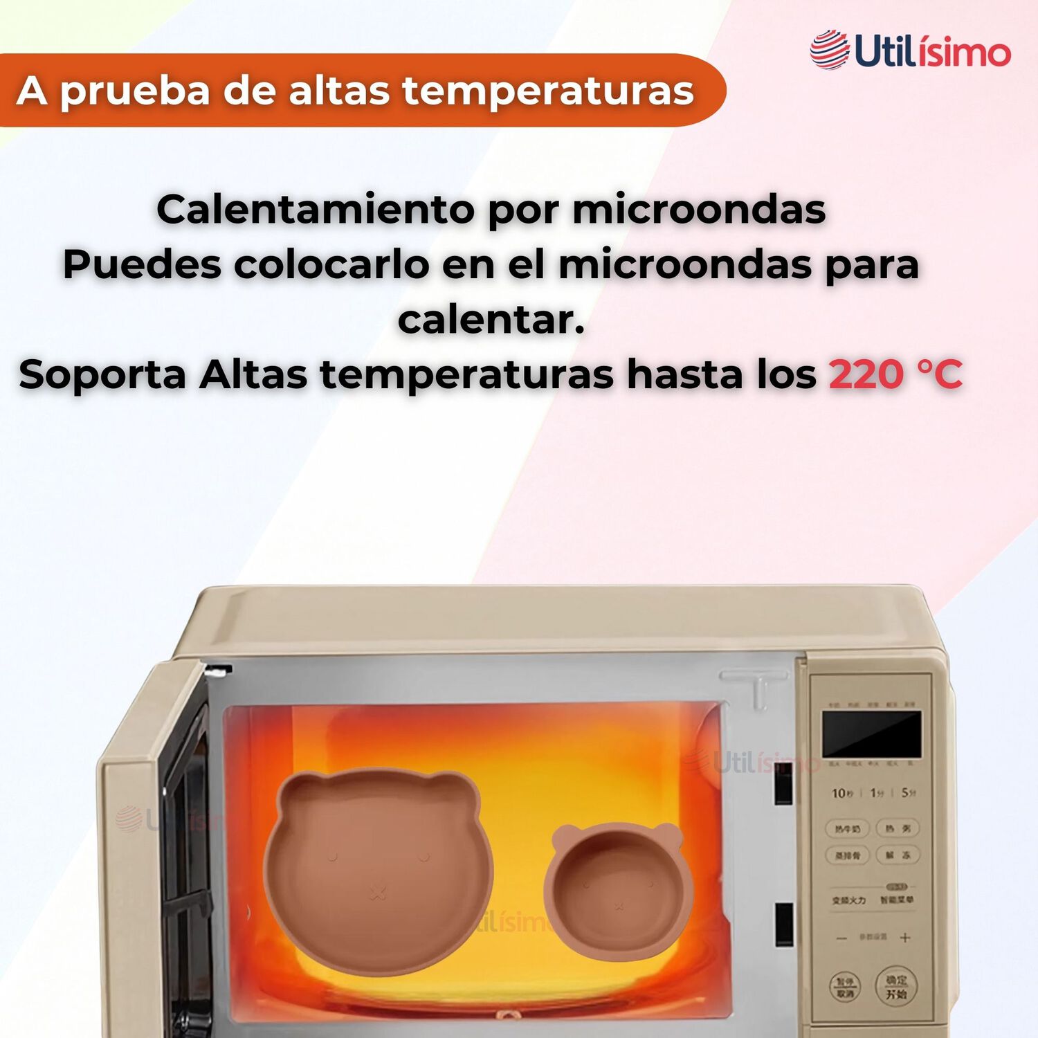 Set De Alimentaci&oacute;n Beb&eacute; Silicona 5 Piezas De Osito Libre Bpa Color Naranja image number 7.0