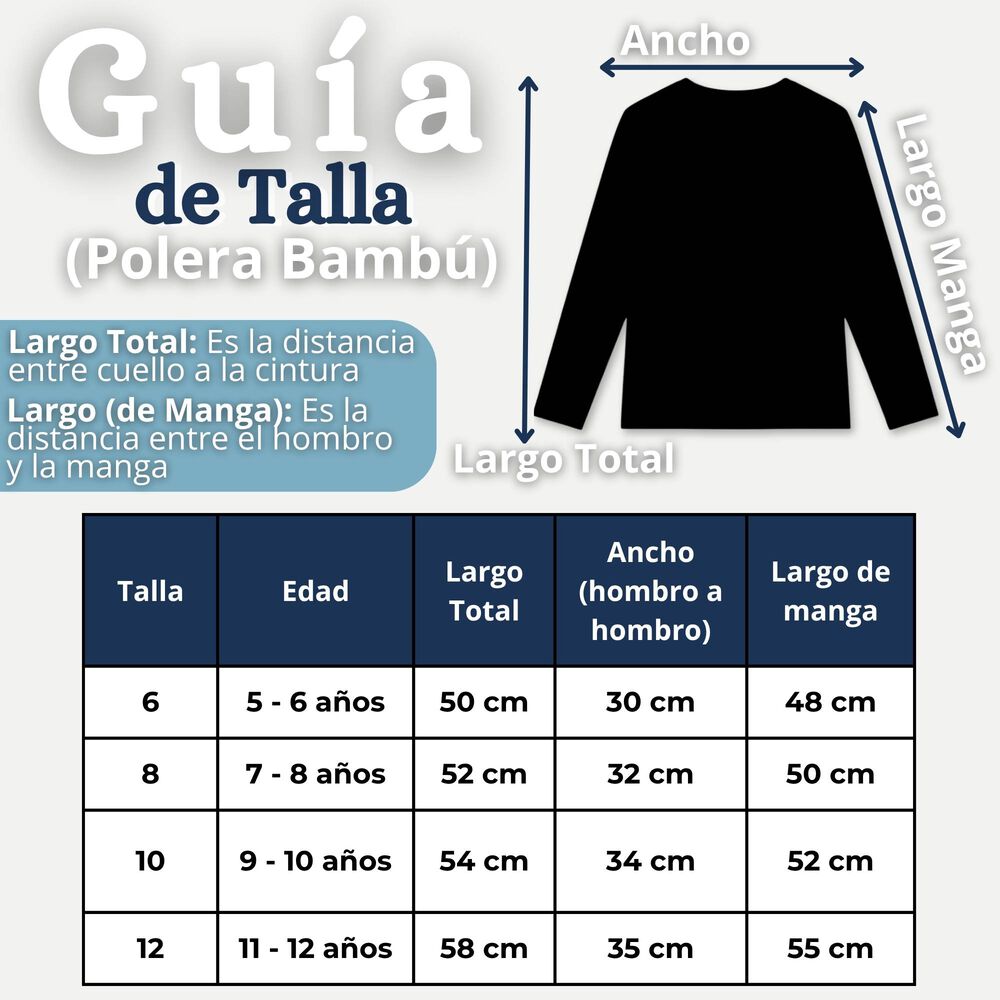 Polera Camiseta Bamb&uacute; Cuello Redondo Primera Capa Manga Larga Colores Surtido Ni&ntilde;o image number 2.0