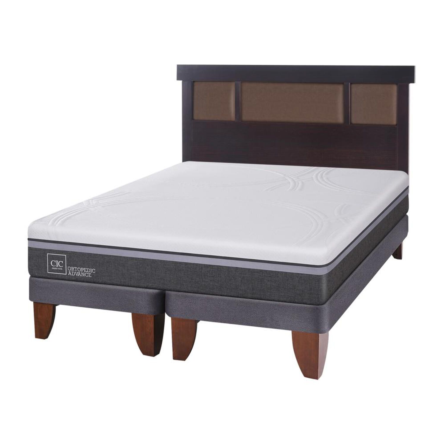 Cama Europea Cic Ortopedic / 2 Plazas / Base Dividida + Respaldo image number 1.0