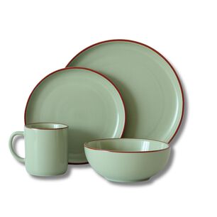Juego De Loza 16 Piezas Vajilla Cer&aacute;mica Borde Coffee