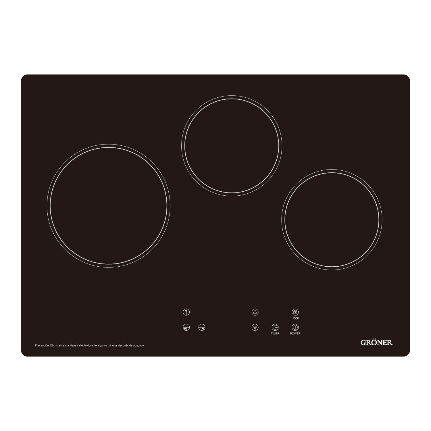 Encimera Vitrocer&aacute;mica Groner Touch Black 3q image number 1.0