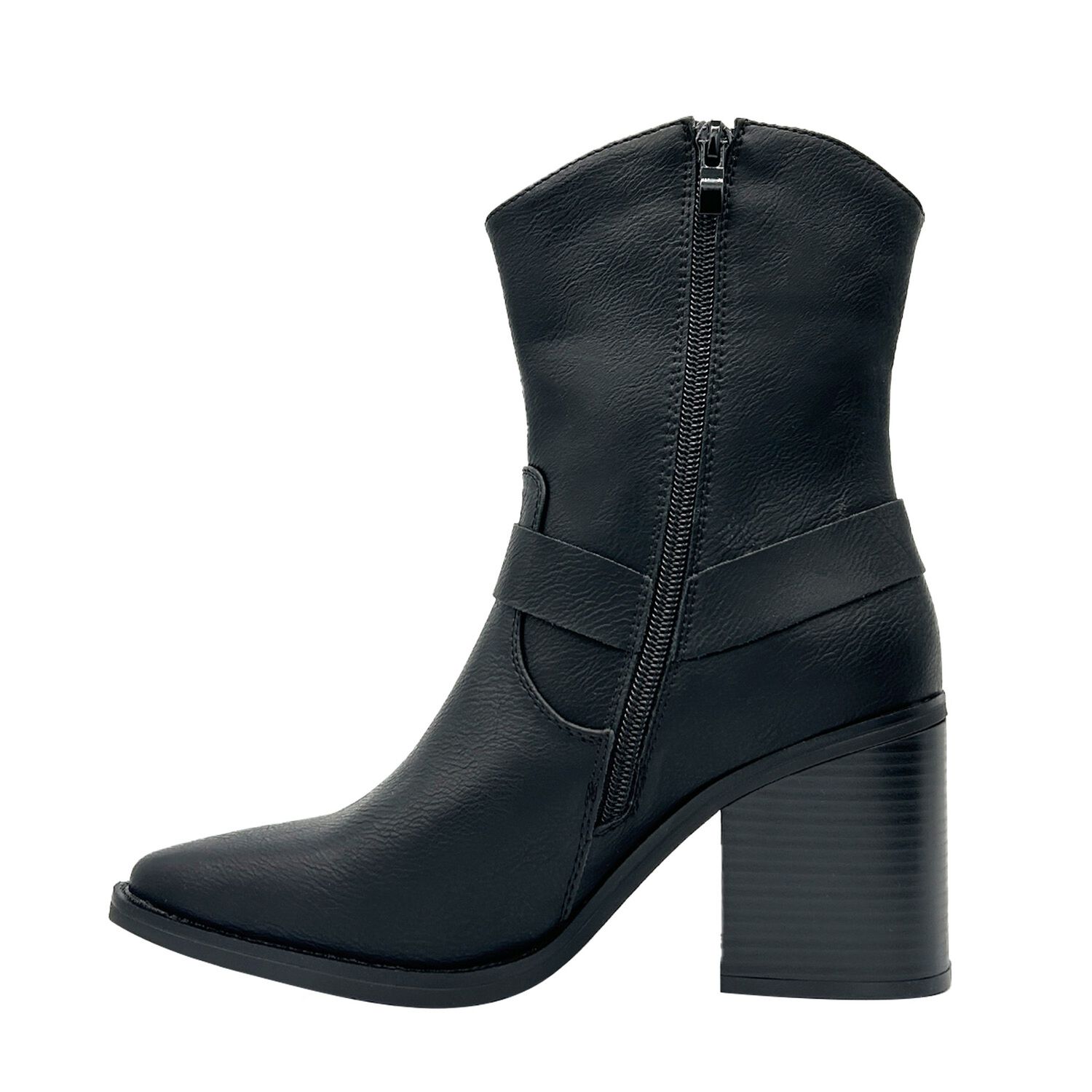 Bota Cowboy Para Mujer Color Negro Con Hebilla Y Aros image number 3.0