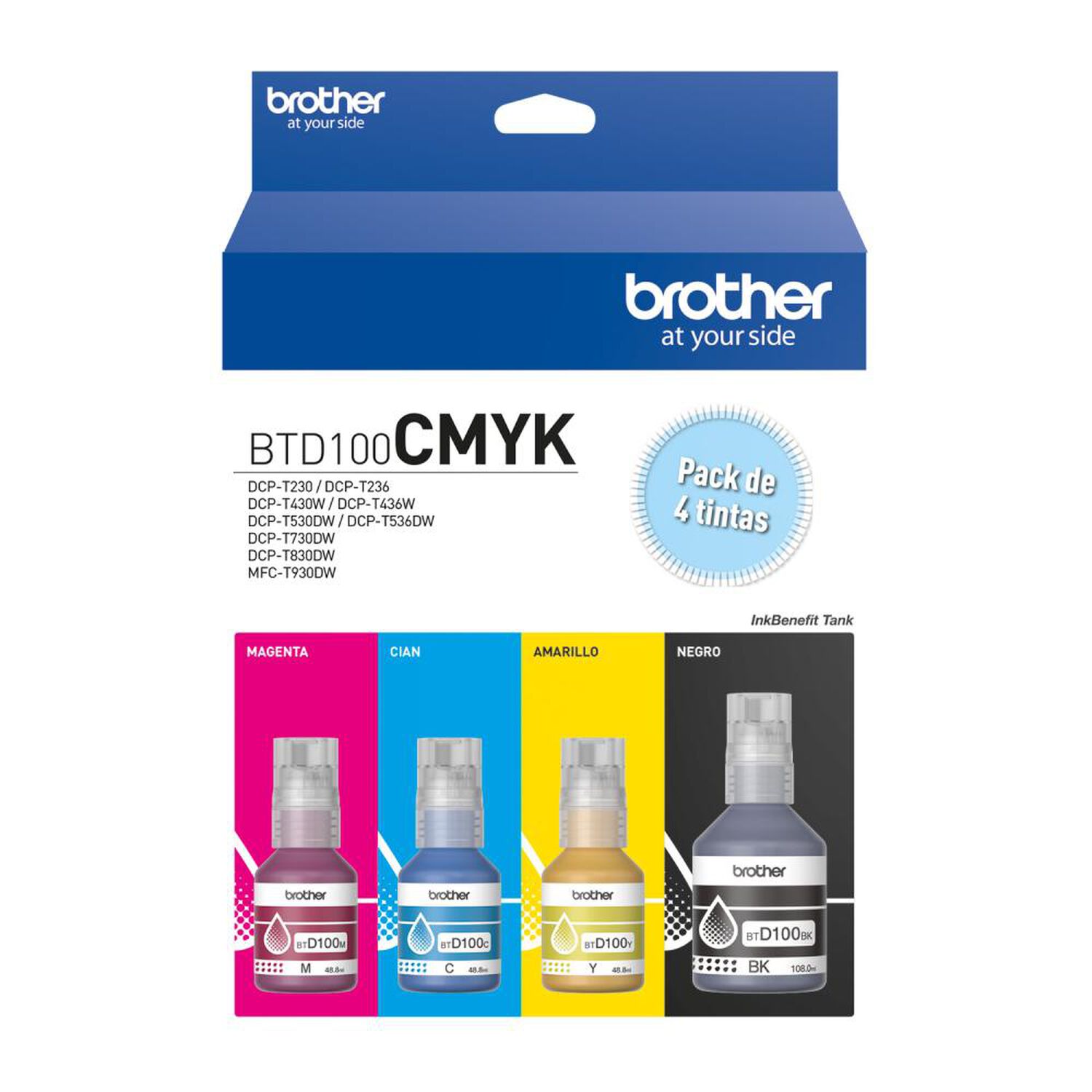 Pack Tinta Negras y Color Brother BTD100CMYK image number 2.0