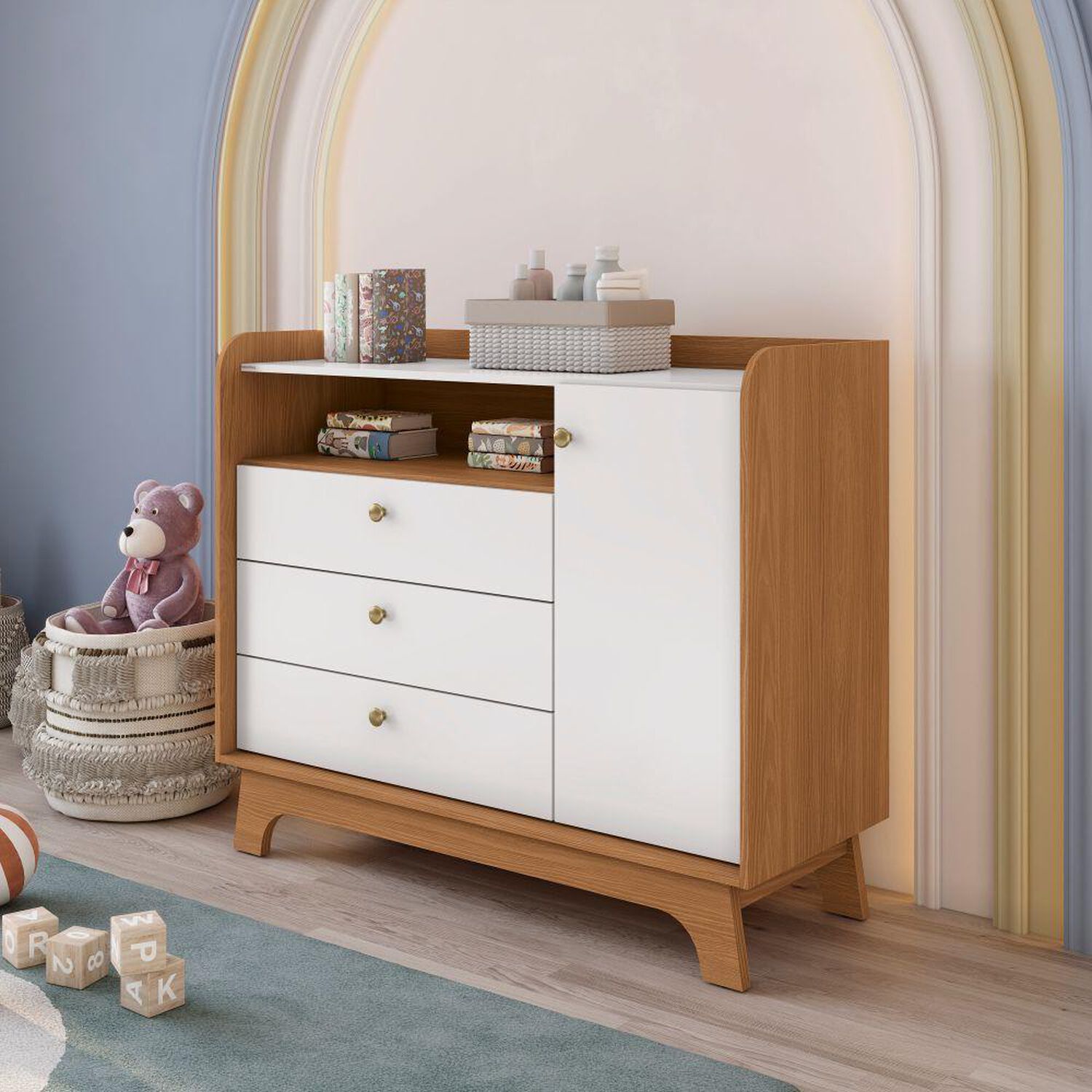 C&oacute;moda Roca Infantil Modular / 1 Puerta / 3 Cajones image number 1.0