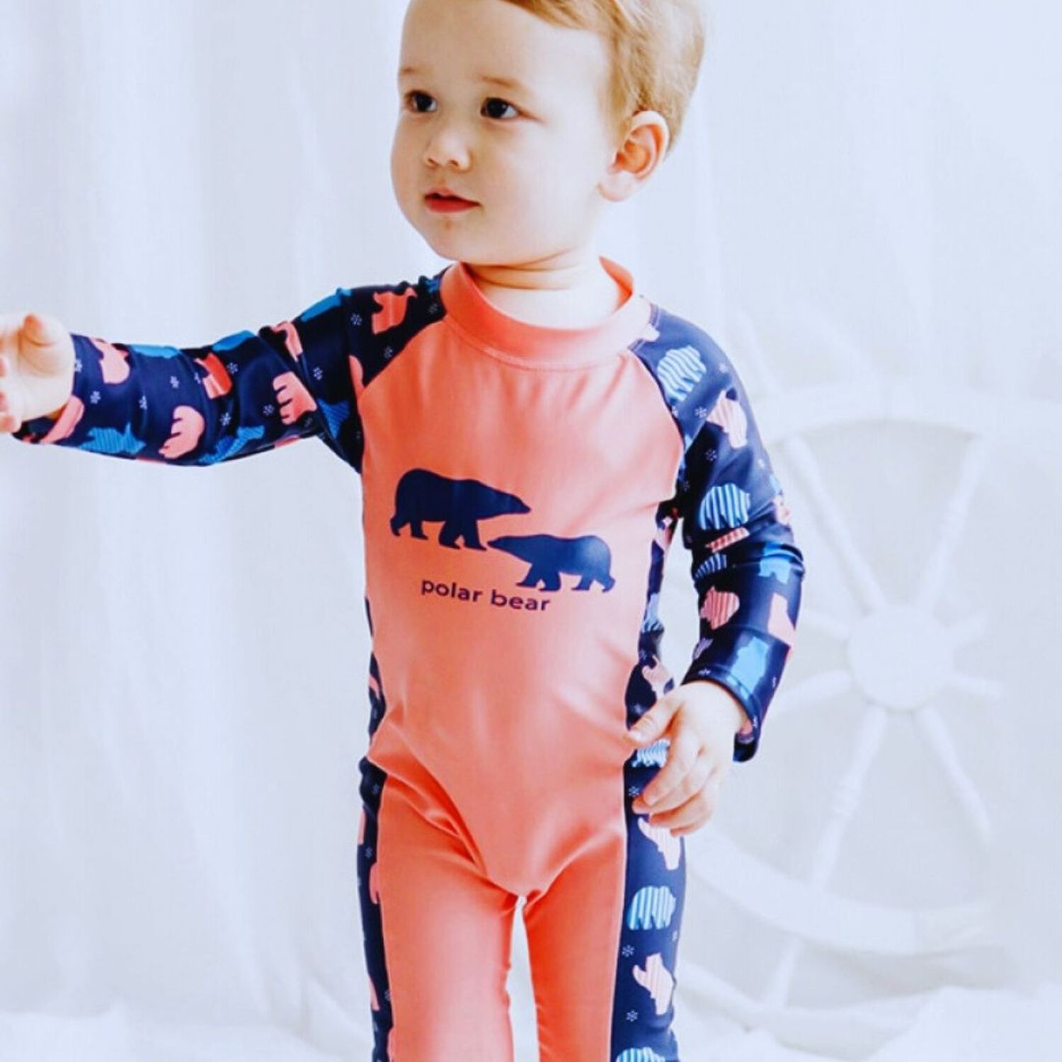 Traje De Ba&ntilde;o Enterito Manga Larga Ni&ntilde;o Jump Kids Naranja image number 3.0