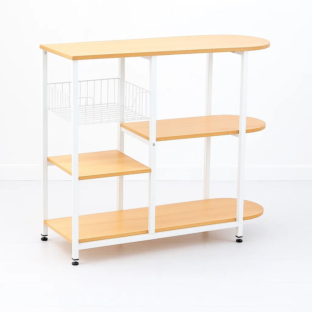 Mesa Lateral Para Cocina De Organización 3 Niveles Madera Clara - Blanca image number 0.0